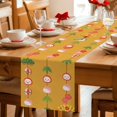 thumbnail image 5 of Orange Spring Floral Table Runner 70 Inches, Green Botanical Summer Flower Birds Bed Runner Dresser Scarves Tabletop for Indoor Outdoor Parties/Ceremony/Banquet, 13" x 70", 5 of 9