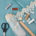 thumbnail image 3 of 2 Yard 20cm Width Floral Embroidery Lace Trim Metallic Embroidered Leaf Edge Mesh Lace Fabric Edging Trimming for DIY DIY Sewing Crafts Clothing Dress Curtain Embellishments Light Sky Blue, 3 of 6