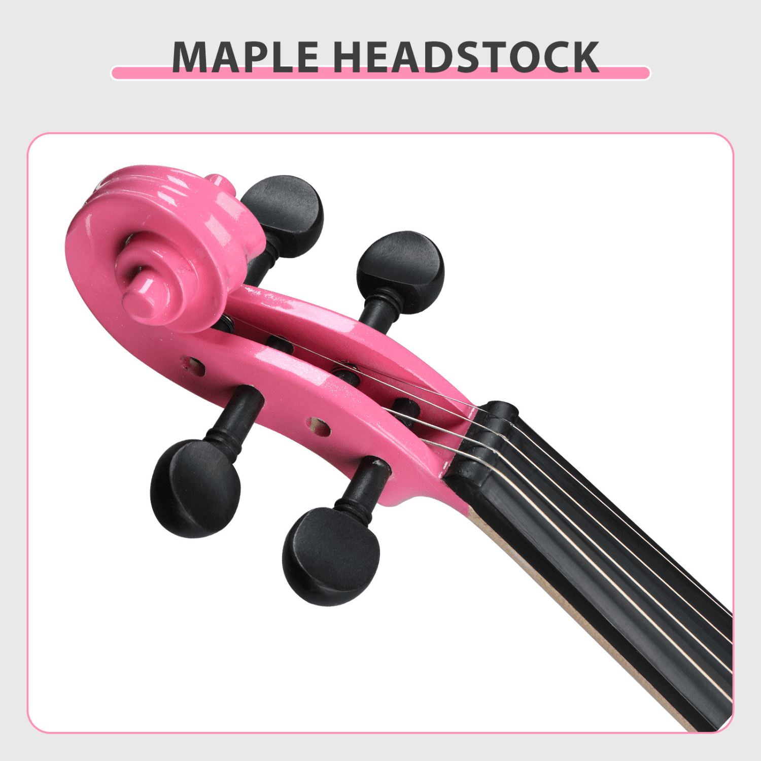 Hassch 4/4 Full Size Electric Violin – Silent Electric Violin with Case, Bow, Rosin, Headphones and Connecting Line for Beginners - Pink
