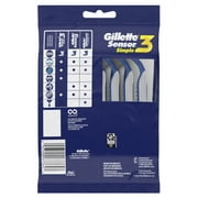 Gillette Sensor3 Simple3 Mens Disposable Razors, 12 Razors