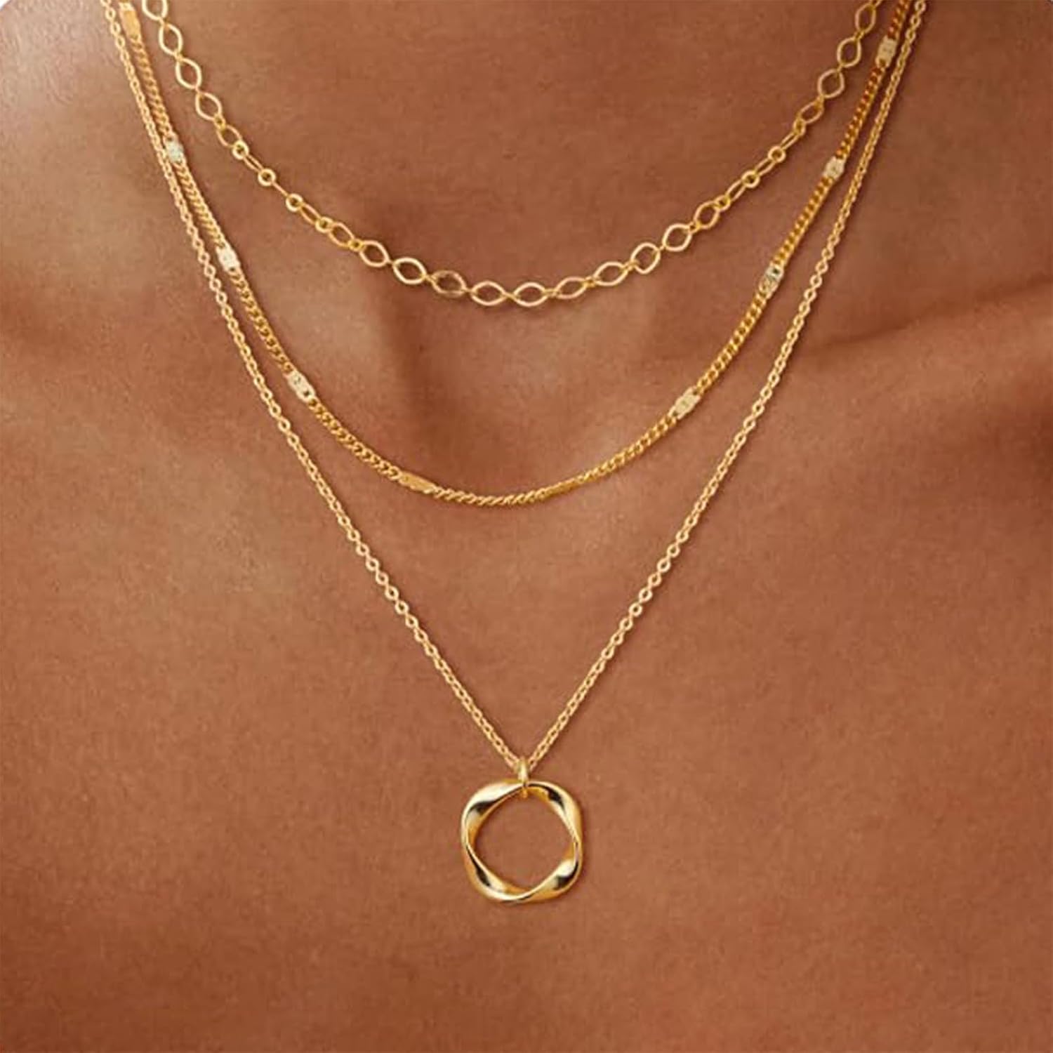 Gold Necklace Stack Boho Layered Necklaces For Women Trendy Pearl Necklaces Christmas Gifts Stocking Stuffers[Z414]