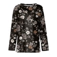 thumbnail image 4 of OIOLOYJM Womens Long Sleeve Tops Casual Vintage Floral Print Long Sleeve Crew Neck Shirts Cotton Loose Fit Going Out T Shirts Spring Workout Dressy Sweatshirts Dark Gray 3XL, 4 of 4