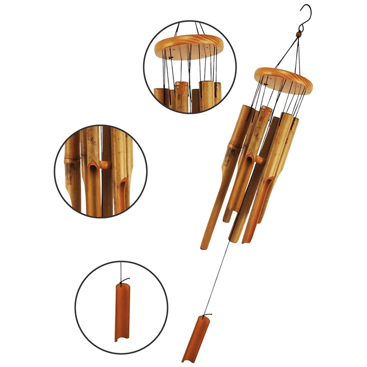Bamboo Wind Chimes. 38 Inch Outdoor Indoor Hanging Decorative Wind Chimes. Has A Natural Soothing and Pleasant Sound
