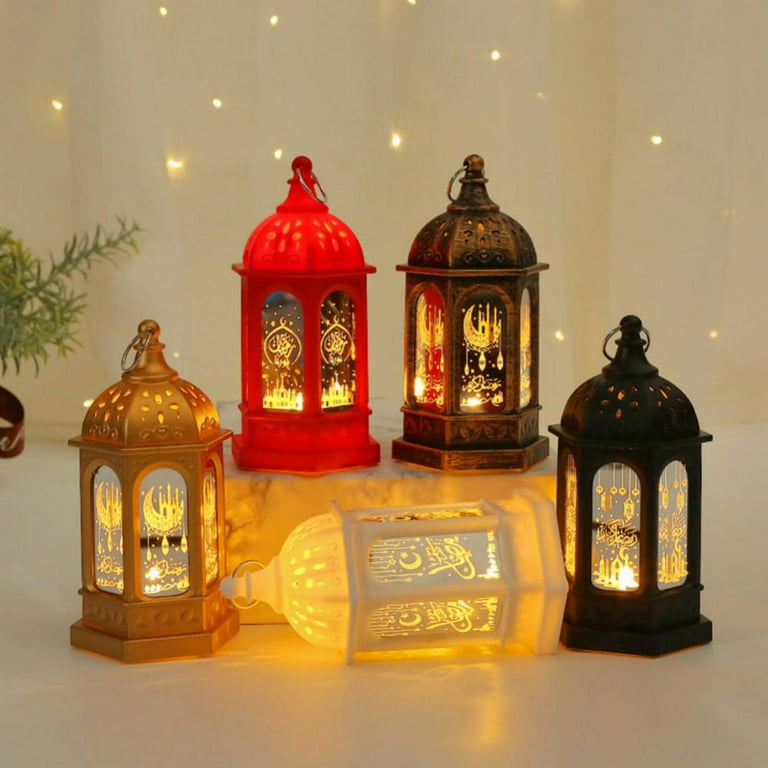 Ramadan Decorations Table Decor Lantern with Flickering LED Eid Mubarak  Lantern with LED Decorative Hanging Lantern
