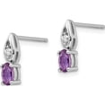 thumbnail image 2 of 14K White Gold Amethyst And Diamond Post Earrings (12 X 3) Made In India xbs299, 2 of 5