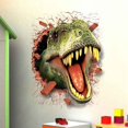 thumbnail image 3 of 1pc 3D Dinosaur Ripped Wall Bedroom Sticker, Self Adhesive Removable Sticker, Home Decor, 3 of 4