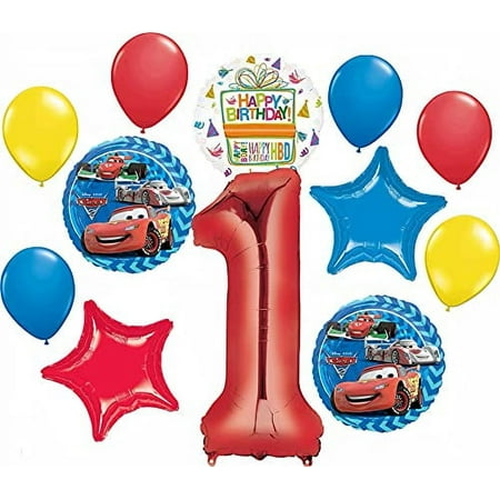 Disney Cars Party Supplies Lightning McQueen 1st Birthday Balloon Bouquet Decorations 12 pieces
