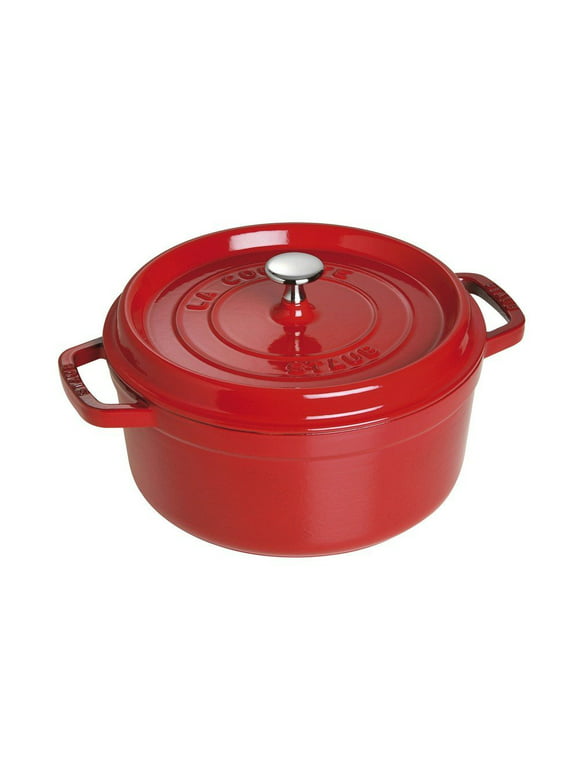 STAUB Cast Iron Dutch Oven 4-qt Round Cocotte, Made in France, Serves 3-4, Cherry Cherry Round Cocotte