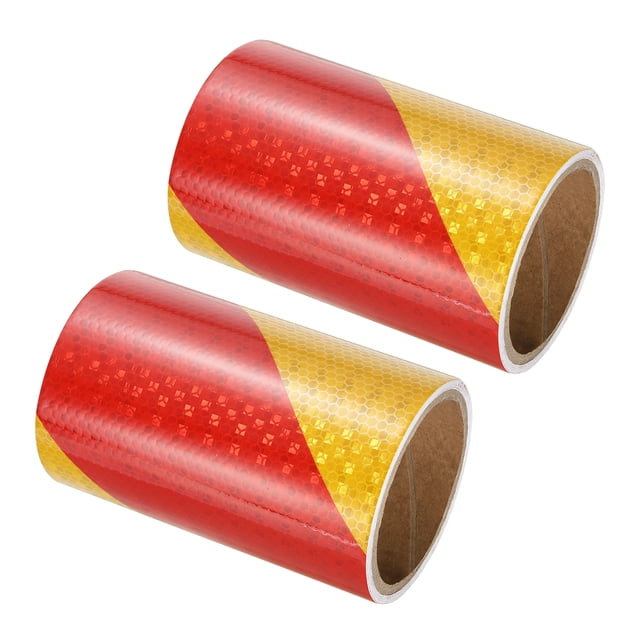 Unique Bargains Ruban Réfléchissant, 2 Rouleaux 6 Pouces x 10 Pieds Ruban Adhésif Étanche pour Remorques, Rouge Jaune