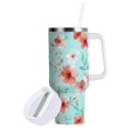 thumbnail image 2 of 40 oz Tumbler With Handle Stainless Steel Insulated Tumbler With Lid for Car Cup Holder Watercolor Coral Pink Flowers, 2 of 9