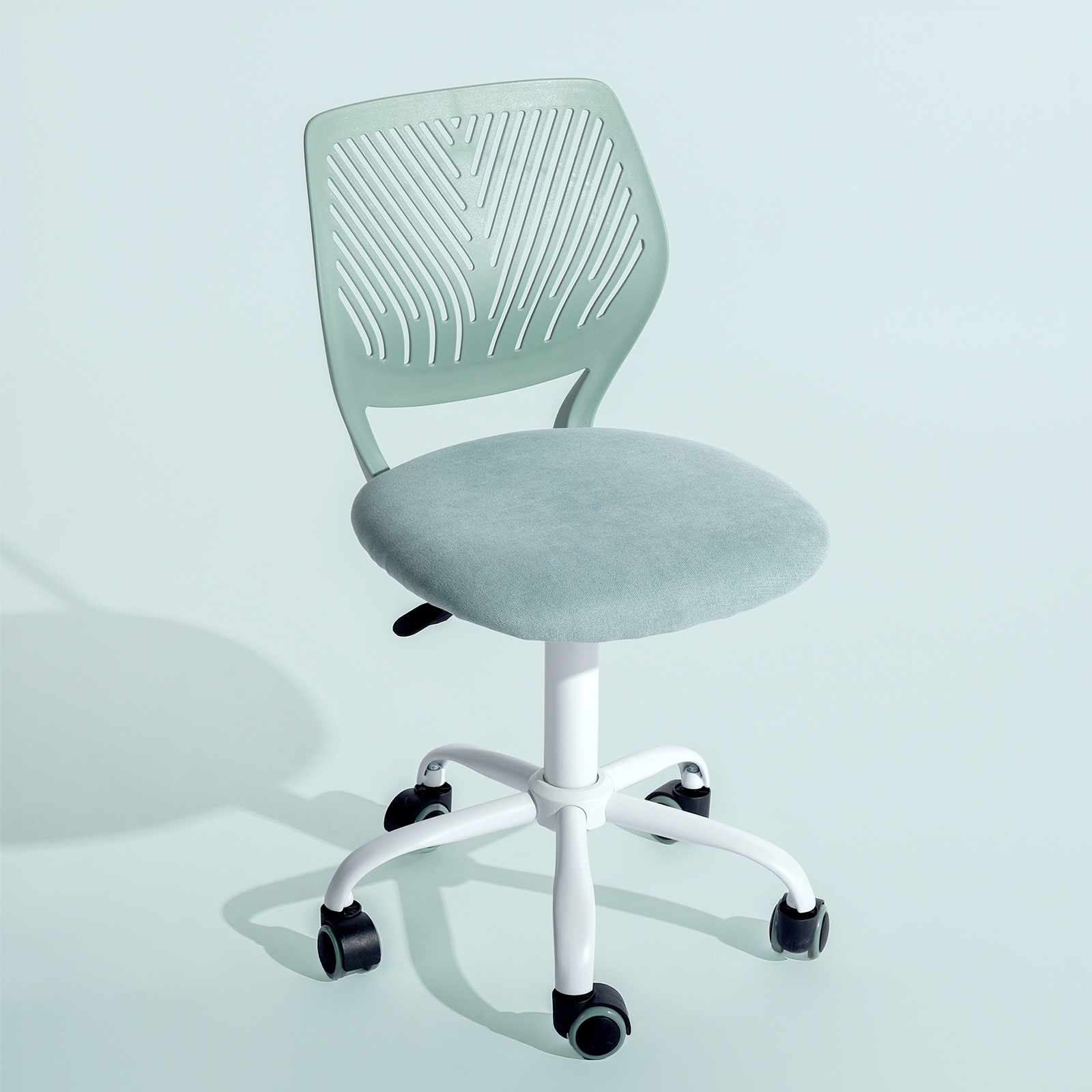 Homy Casa Adjustable Teen Desk Chair with Wheels, Swivel Task Chair with Mesh Back, Morandi Aqua