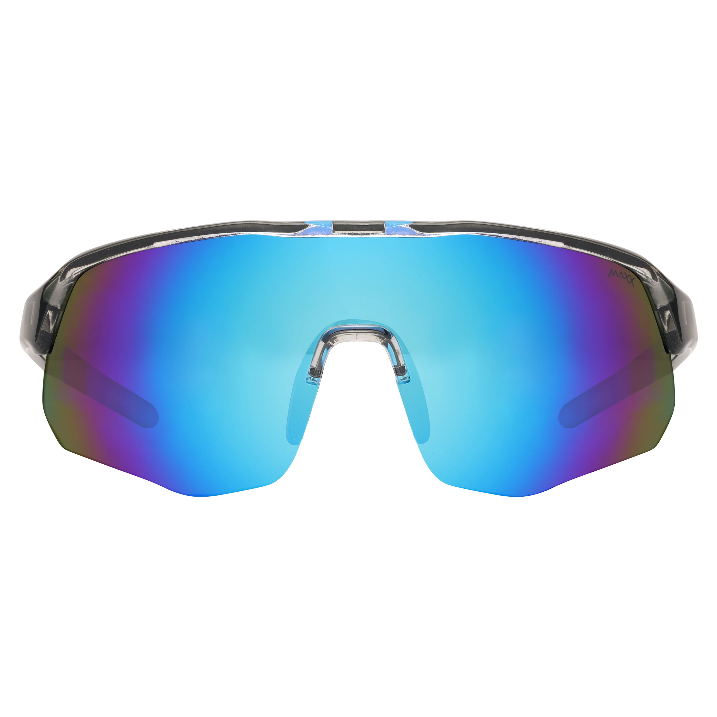 Maxx Blue Steel Polarized Shield Sunglasses, TR90 Flexible Frame, Blue Mirror Lens, UV Protection