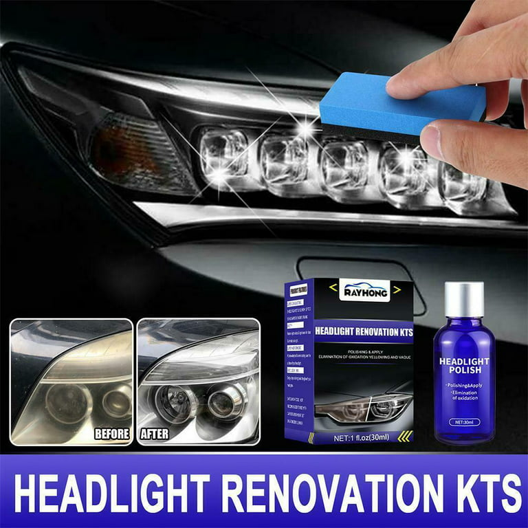 Qmisify Headlight Cleaner, 100ml Car Headlight Cleaner Spray, Heavy Duty Headlight Clear Coat Spray, Fast & Easy Clear Head Light Lens Plasticc