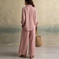 thumbnail image 4 of Women's Button down Shirt Wide Leg Pants Loose Set 2026 Elastic Waist Wide Leg Pants Breathable Casual Outfit with Pocket, S, 4 of 4