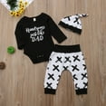 thumbnail image 2 of Bagilaanoe 3pcs Newborn Baby Boys Long Pants Set Letter Print Long Sleeve Romper Tops + Leggings Trousers + Hat 3M 6M 12M 18M 24M Infant Casual Outfits, 2 of 7
