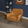 thumbnail image 5 of Camille Furniture Style Wide Top Leather Accent Armchair in Cognac Tan, 5 of 6