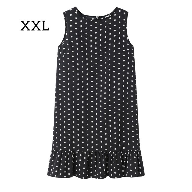 Vestido de mujer Vestido sin mangas con lunares Vestido sin mangas con volantes sueltos, Negro, XXL Yuarrent AP002113-41