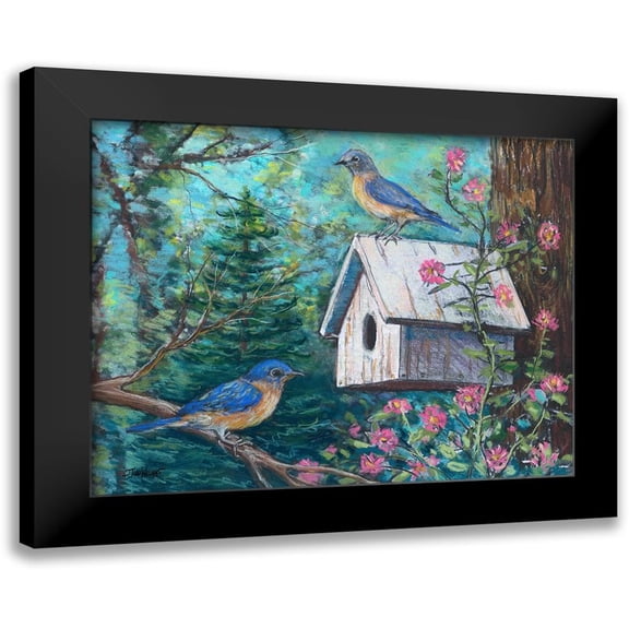 Williams, Todd 14x12 Black Modern Framed Museum Art Print Titled - Blue Birds and House