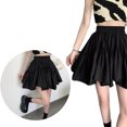 thumbnail image 4 of Falda Corta Cintura Alta Volantes Una Línea Ligera Cómoda Minifalda Skater para Citas Compras Negro M, 4 of 8