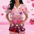 thumbnail image 3 of Garbnen Valentine Scrub Tops Women Plus Size Gradient Love Heart Print Short Sleeve V Neck Scrub Tops Women Design Cute with Pocket Stretch Nursing Uniform S-5XL, 3 of 5