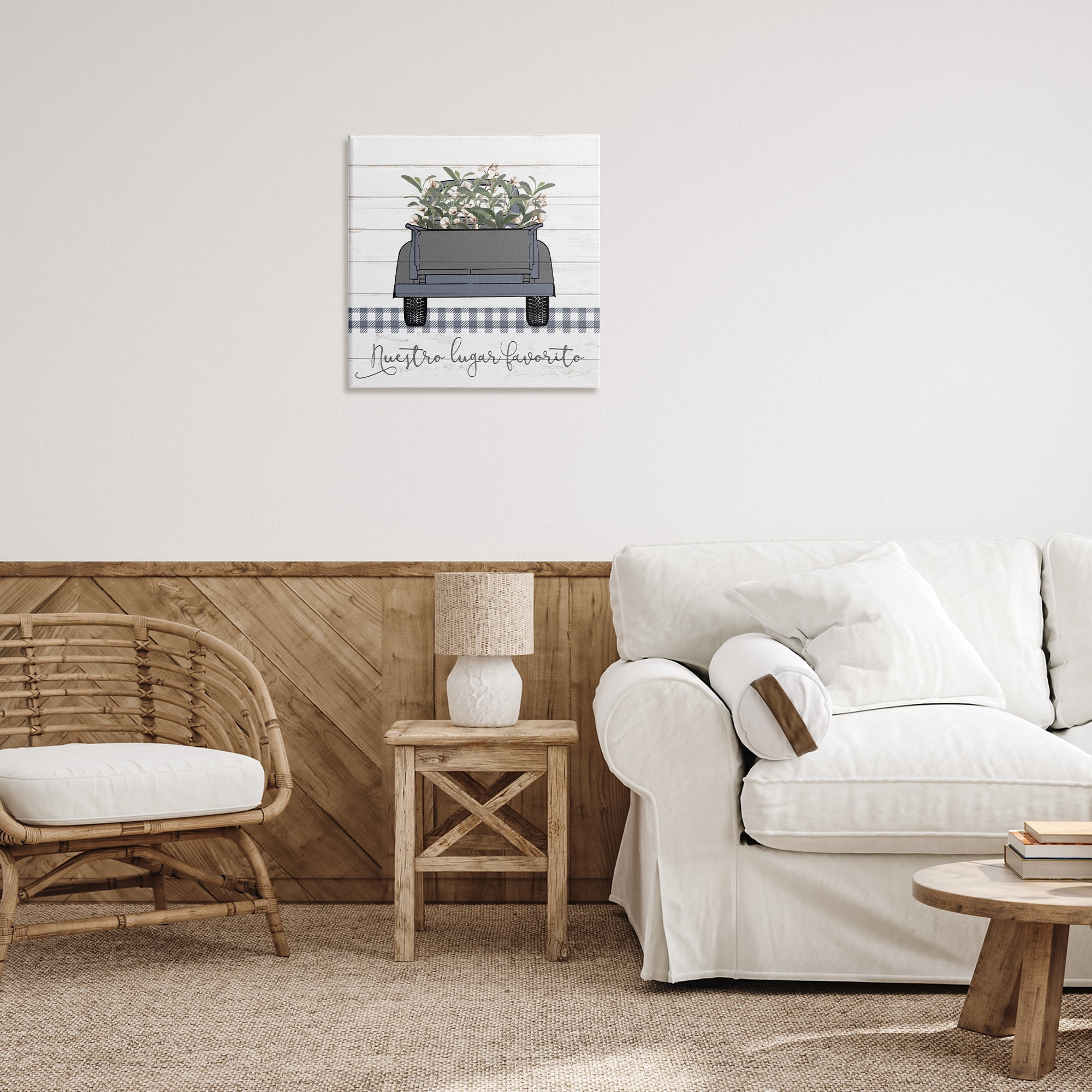 Stupell Industries Nuestro Lugar Favorito con Camión Inspirational Quotes & Sayings Painting Wrapped Canvas Art Print Wall Art, 24 x 24