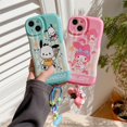 thumbnail image 3 of Funda de teléfono para Iphone 11 12 13 14 Pro Max Lovely 3d Cartoon Hello Kitty Kuromi Melody Design Tpu cubierta de teléfono móvil con colgante, 3 of 4