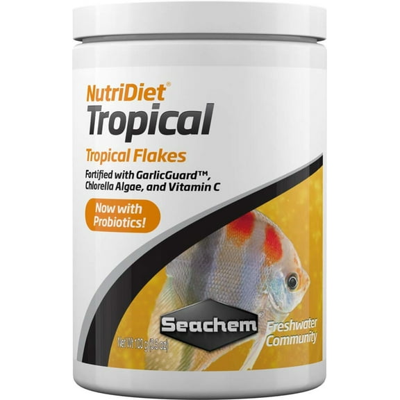 Seachem NutriDiet Tropical Flakes Probiotic Fish Food with GarlicGuard 1.7-Ounce
