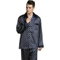 thumbnail image 2 of Mens Satin Pajamas Set Casual Sleepwear Loungewear Home Service Two-Piece Set L~3XL Plus, 2 of 5