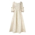thumbnail image 4 of TAIAOJING Women Dress Retro Style Solid Color Trumpet Sleeve Long Princess Dress, 4 of 6