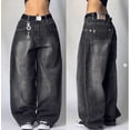 thumbnail image 1 of Pantalones vaqueros Y2K con bordado gótico para hombre, pantalón vaquero lavado informal, ropa de calle Retro, Pantalones rectos holgados de cintura alta a la moda de Hip Hop, 1 of 5