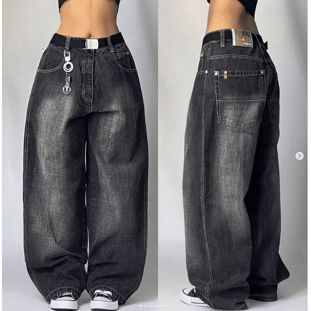 Pantalones vaqueros Y2K con bordado gótico para hombre, pantalón vaquero lavado informal, ropa de calle Retro, Pantalones rectos holgados de cintura alta a la moda de Hip Hop