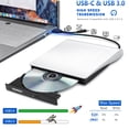 thumbnail image 2 of Haiway Unidad de DVD externa, USB 3.0 Tipo-C Grabadora de CD CD portátil DVD +/-RW Unidad óptica Slim CD DVD ROM Regrabadora Reproductor de CD/DVD Lector para computadora portátil Computadora MacBook, 2 of 5