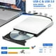 thumbnail image 2 of Haiway Unidad de DVD externa, USB 3.0 Tipo-C Grabadora de CD CD portátil DVD +/-RW Unidad óptica Slim CD DVD ROM Regrabadora Reproductor de CD/DVD Lector para computadora portátil Computadora MacBook, 2 of 5