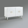 Luana White Sideboard/Buffet 2 Doors, Brushed Finish Gold Handle and