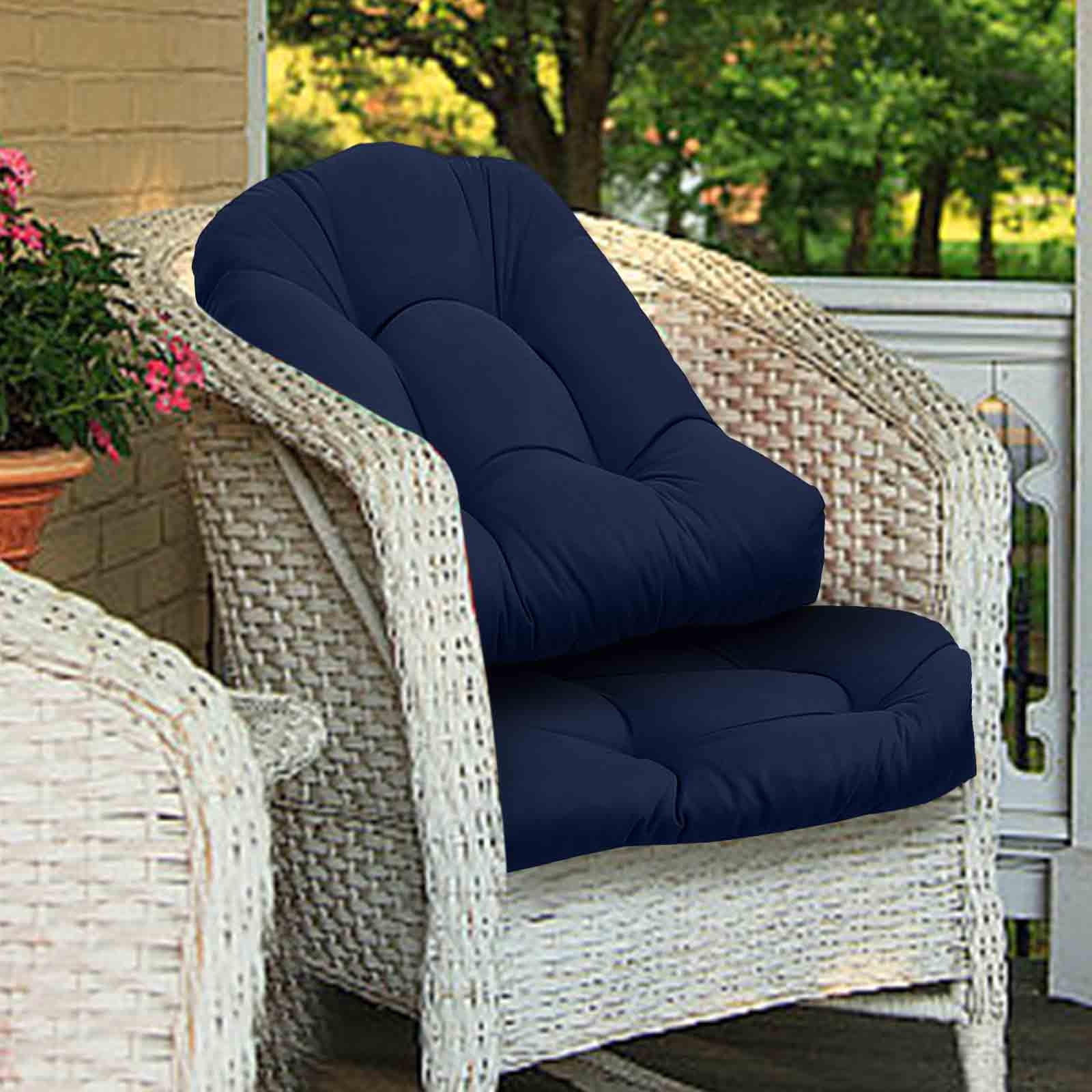 2PCS Water Resistant Tufted Seat Cushion, 19''x19'' Outdoor Indoor U-Shape Cushions for Wicker Chair Seat, Rocking Chair Cushion Pad Sets for Patio Garden Home Office Furniture Cushion