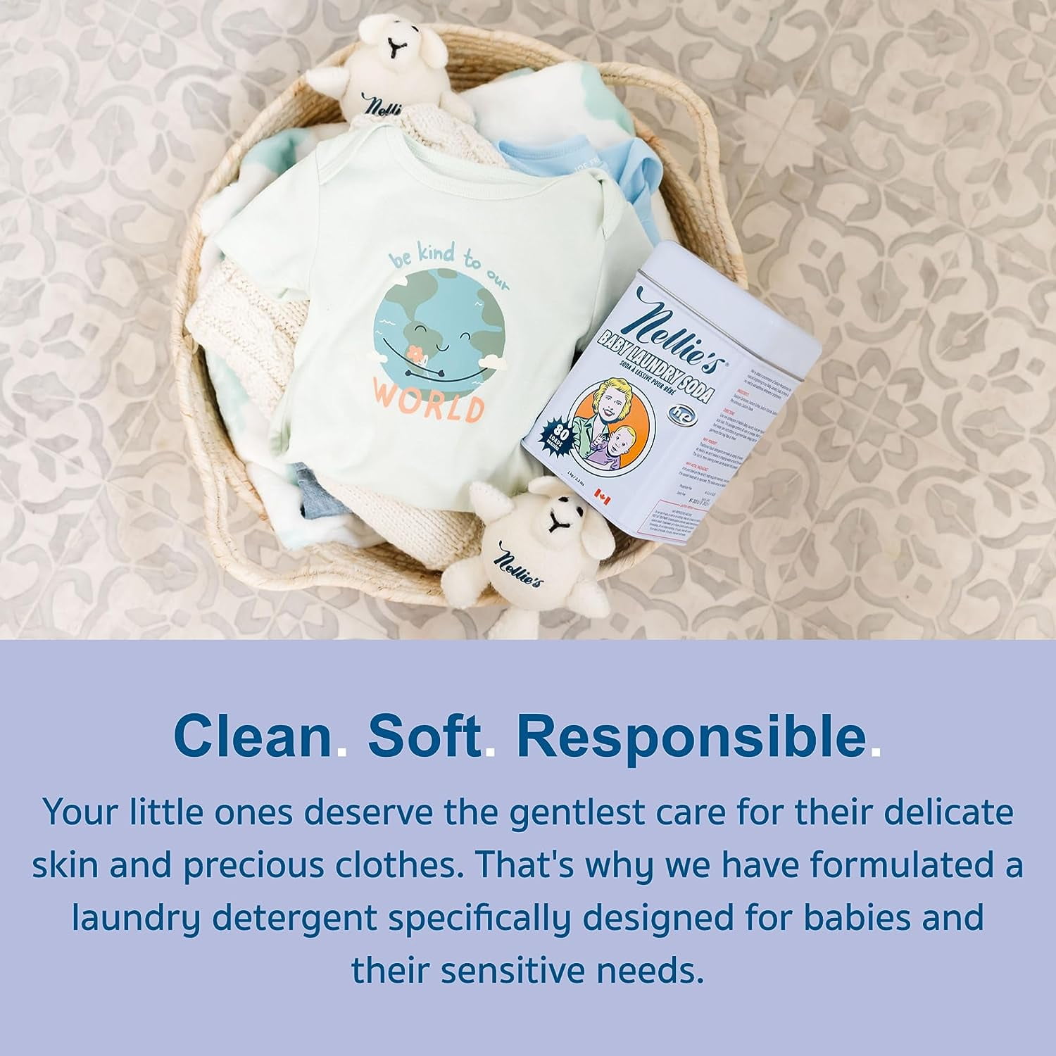 Nellie's Soda à Lessive pour Bébé, 1.2kg, Détergent à Lessive Non Parfumé