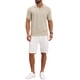thumbnail image 2 of Camisa polo de punto texturizado para hombre, cuello en V, de manga corta, casual, para golf, talla L, color beige, 2 of 6