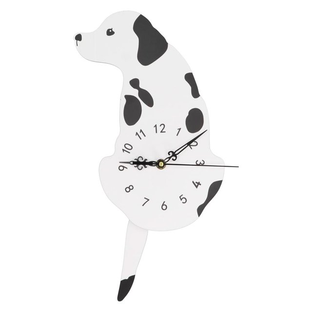 White Dog Shaped Wall Clock Battery Operated Puppy Wall Clock for Home
