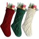 thumbnail image 1 of 3 medias navideñas de punto únicas de 18" en color burdeos, marfil, blanco y verde, 1 of 5