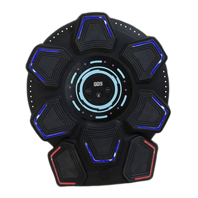 Máquina de entrenamiento de boxeo musical con objetivo de pared y saco de arena iluminado para niños y adultos. Negro