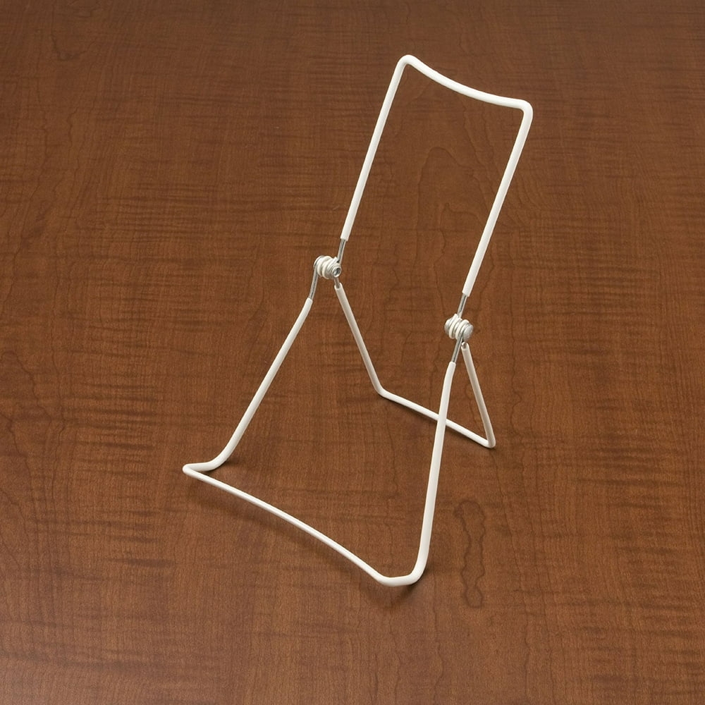 White Vinyl Coated Steel Wire Plate Stand, Adjustable, With A Wide Lip