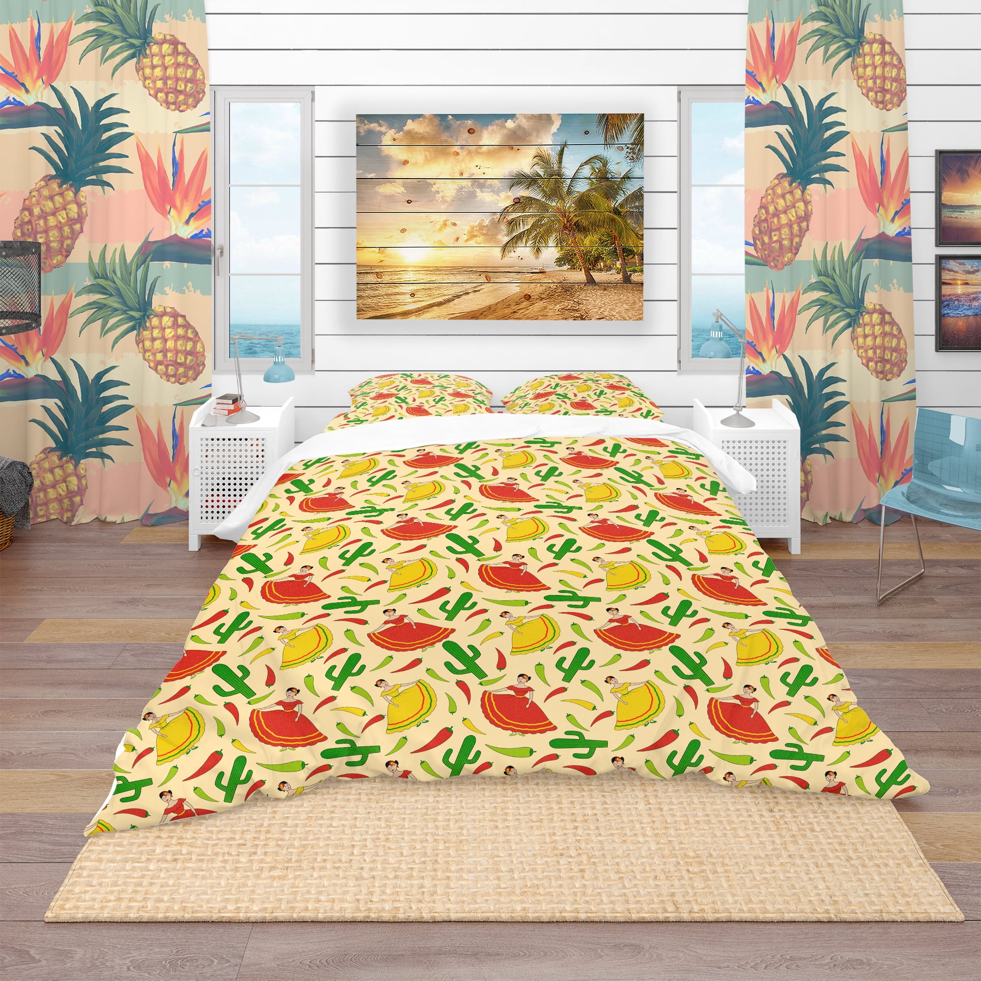 Designart 'Mexican Woman Pattern' Tropical Duvet Cover Set