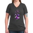 thumbnail image 1 of CafePress - Purple Awareness Ribbon T Shirt - Women's V-Neck Dark T-Shirt, 1 of 1