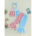 thumbnail image 4 of Wassery Toddler Baby Girl 4th of July Outfit Little Girl American Flag Halter Crop Top Bell Bottom Pants Set 18M 2T 3T 4T 5T 6T Kds Girl Independence Day Summer Clothes Set, 4 of 9