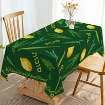 Sukkah Sukkot Tablecloth Jewish Holiday Party Decoration Etrog Lulav Hadass Aravah Decor Supply Rectangular Kitchen Dining Room Home Table Cover (60" x 84")