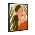 thumbnail image 5 of Stupell Industries Woman Tropical Snake Plant Leaves Circle Cutout Shape Graphic Art Jet Black Floating Framed Canvas Print Wall Art, Design by Birch&Ink, 5 of 5