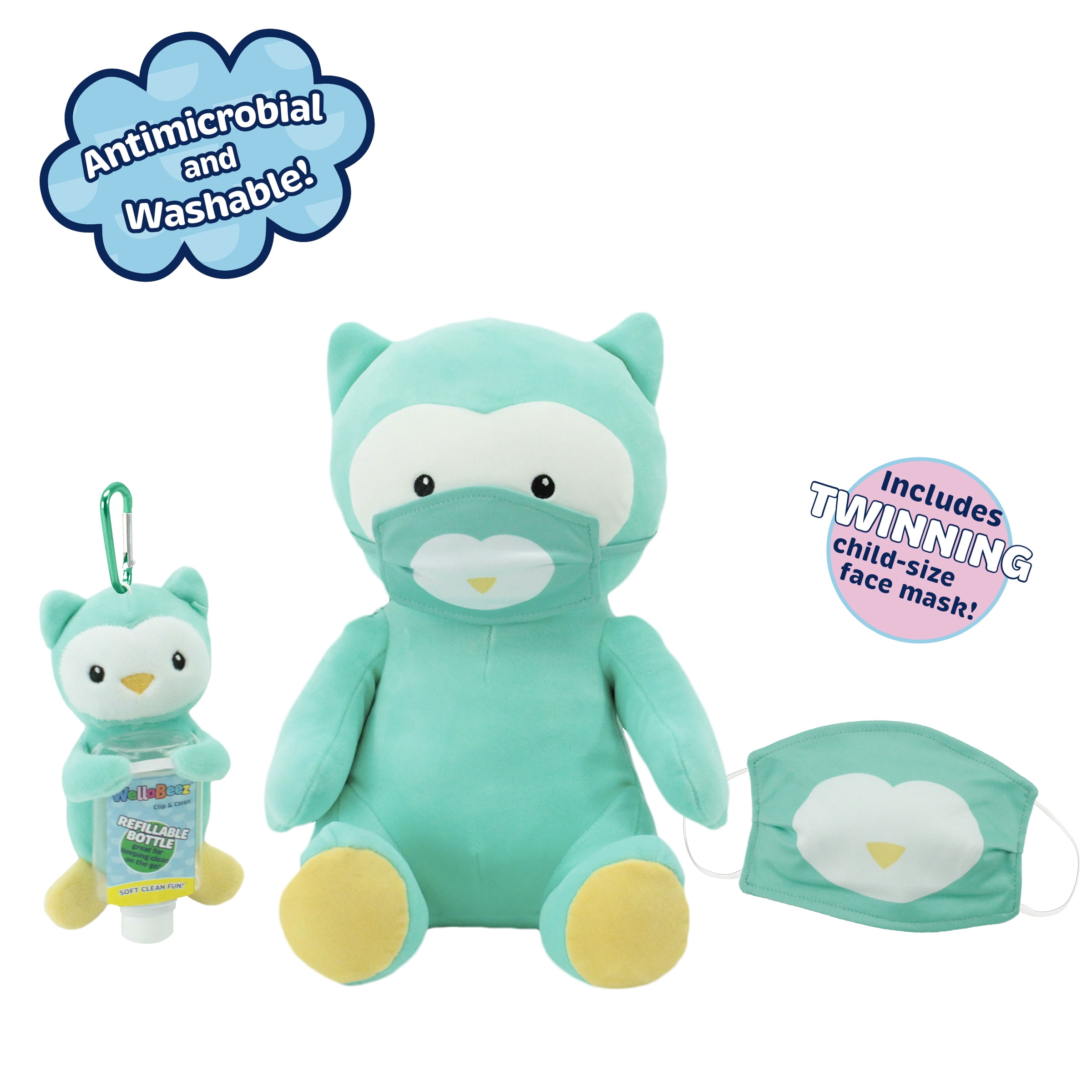 Animal Adventure® WelloBeez™ – Antimicrobial Plush Mask Mate™ – Masked Plush  with Additional Child's Face Mask & Clip & Clean™ – Plush Keychain with  Empty, Refillable Sanitizer Bottle Owl Bundle - Walmart.com