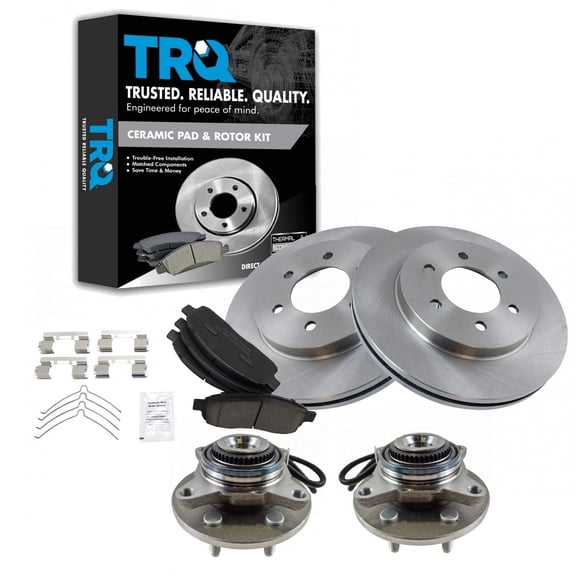 TRQ Front Brake Pad & Rotor Kit Brake Pads Brake Rotor Wheel Hub Bearing Assembly Ceramic Fits Select 2005-2008 Ford F-150 2006-2008 Lincoln Mark LT