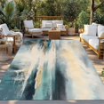 thumbnail image 3 of Fsddascl Abstract Turquoise Gold Outdoor Rug for Patio/Deck/Porch, Non-Slip Large Area Rug 5 x 8 Ft, Modern Oil Painting Ocean Indoor Outdoor Rugs Washable Area Rugs, Reversible Camping Rug Carpet, 3 of 5