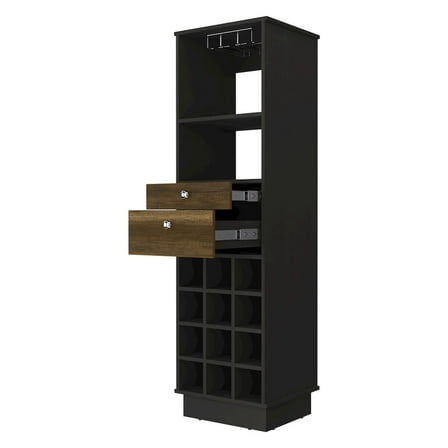 HomeRoots 18" Black Bar Cabinet With Two Drawers